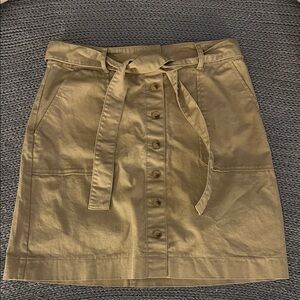 LOFT Khaki Button-Down Mini Skirt